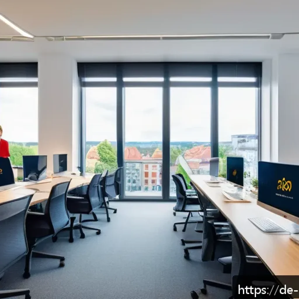주택관리사와 관련된 감사 사례 - A modern German property management office scene showing a diverse team of professionals conducting ...
